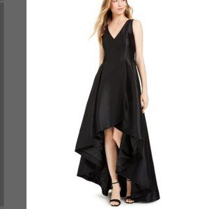 CALVIN KLEIN Black Satin Hi Low A-Line Formal Evening Gown Dress 10 M